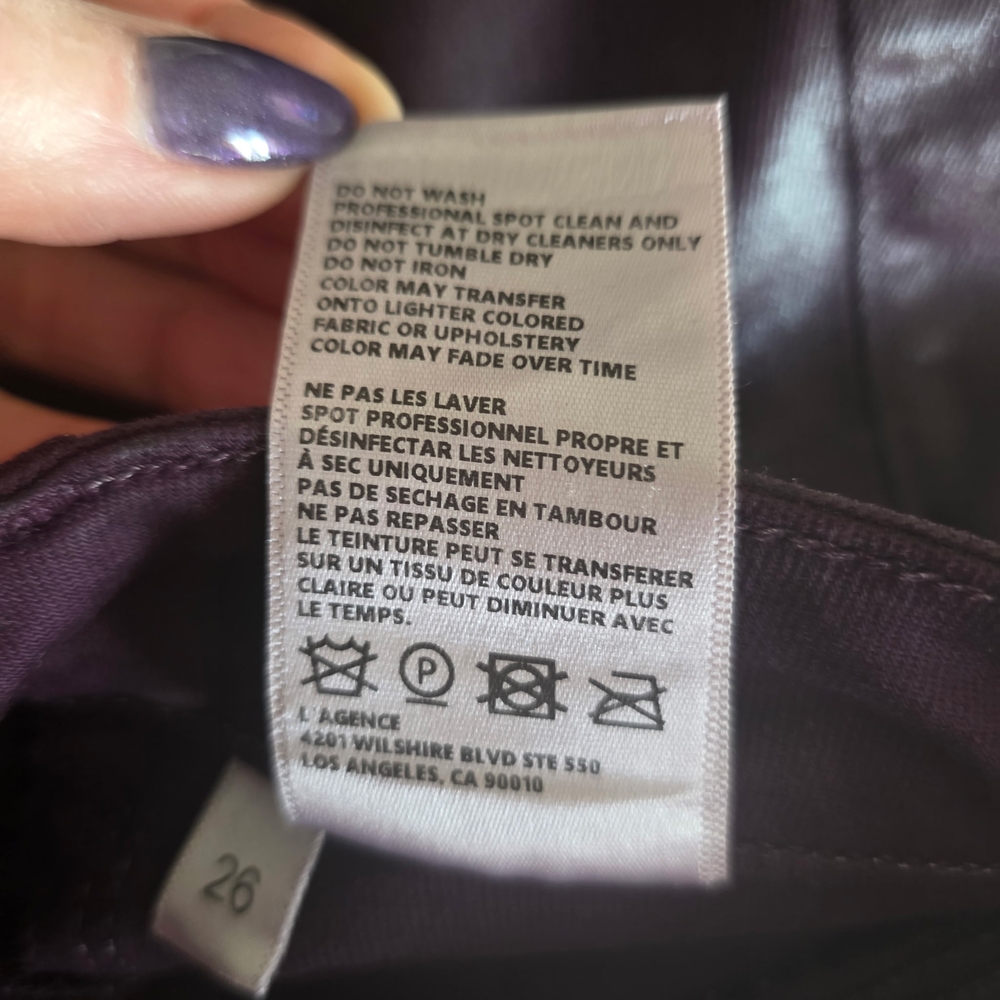 NWT L'AGENCE Wide Leg Coated Pants in Deep Plum - Picture 5 of 8
